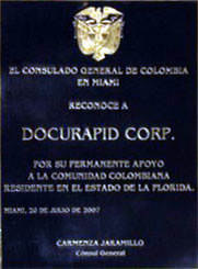 Docurapid es certificado por el Consulado de Colombia en Miami